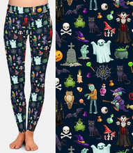 Load image into Gallery viewer, Ladies Halloween Ghosts And Scary Stuff Brushed Leggings