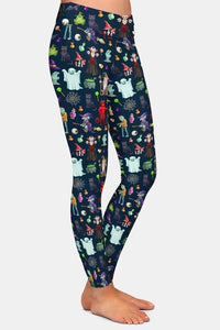 Ladies Halloween Ghosts And Scary Stuff Brushed Leggings