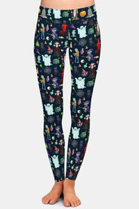 Ladies Halloween Ghosts And Scary Stuff Brushed Leggings