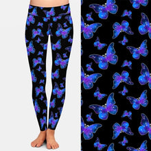 Carica l&#39;immagine nel visualizzatore di Gallery, Ladies 3D Blue Butterfly Printed Leggings