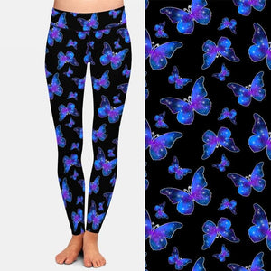 Ladies 3D Blue Butterfly Printed Leggings