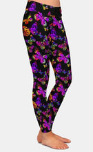 Load image into Gallery viewer, Ladies 3D Purple/Orange Butterfly Printed Leggings