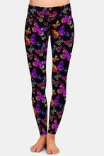 Laden Sie das Bild in den Galerie-Viewer, Ladies 3D Purple/Orange Butterfly Printed Leggings