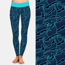 Laden Sie das Bild in den Galerie-Viewer, Ladies Sea Wave Digital Printed Leggings