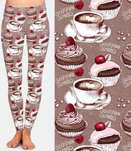 Laden Sie das Bild in den Galerie-Viewer, Womens Coffee &amp; Cupcakes Soft, Brushed Leggings