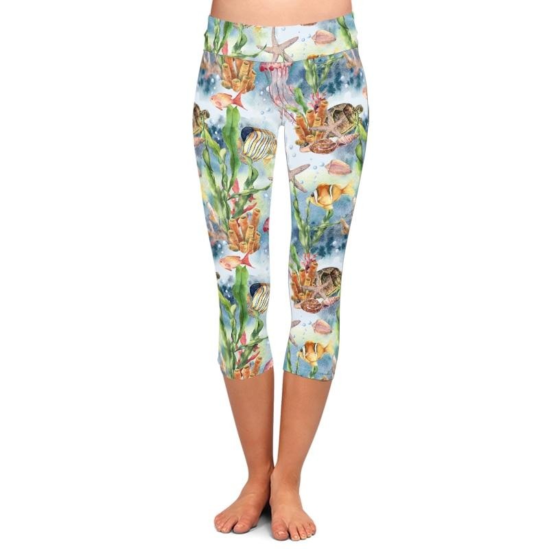 Ladies Summer 3D Under The Sea Printed Capri Leggings