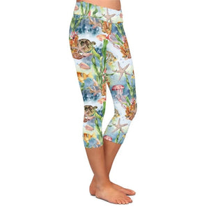 Ladies Summer 3D Under The Sea Printed Capri Leggings