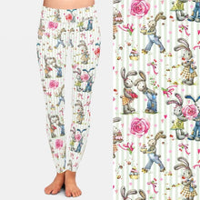 Laden Sie das Bild in den Galerie-Viewer, Ladies Cute Bunnies Printed Leggings