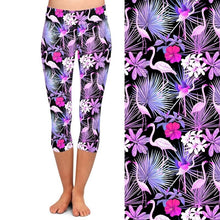 Carica l&#39;immagine nel visualizzatore di Gallery, Ladies 3D Tropical Plants, Flowers &amp; Flamingo Printed Capri Leggings