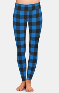 Ladies Assorted Plaid Printed Leggings