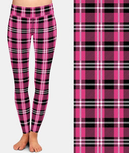 Ladies Assorted Plaid Printed Leggings