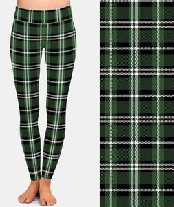 Ladies Assorted Plaid Printed Leggings