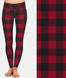 Ladies Assorted Plaid Printed Leggings