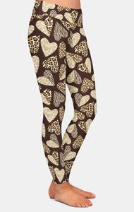 Ladies Leopard Hearts Printed Leggings