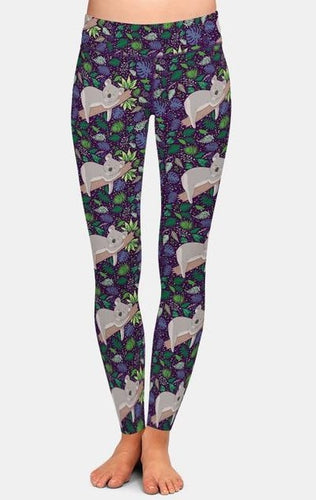 Ladies New Cartoon Sleeping Koala Printed Leggings