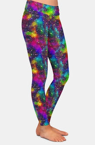Ladies Colourful Rainbow Universe Printed Leggings