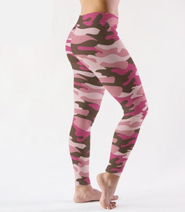 Ladies Fashion Pink Camouflage Printed Leggings