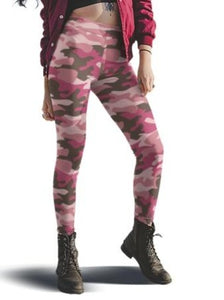 Ladies Fashion Pink Camouflage Printed Leggings