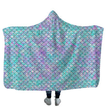 Cargar imagen en el visor de la galería, Mermaid Scale 3D Printed Sherpa Fleece Blanket