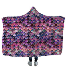 Load image into Gallery viewer, Mermaid Scale 3D Printed Sherpa Fleece Blanket