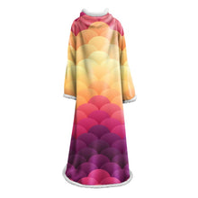 Cargar imagen en el visor de la galería, Mermaid Scales 1 Piece Blanket With Sleeves - Sherpa Fleece Microfiber Warm