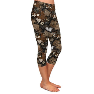 Ladies Coffee & Hearts Printed Capri Leggings