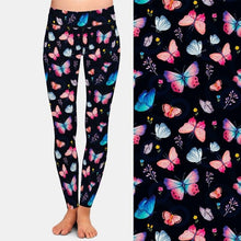Laden Sie das Bild in den Galerie-Viewer, Ladies Colourful 3D Butterflies Printed Leggings