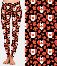 Load image into Gallery viewer, Ladies Hearted Maple Leaf Printed Leggings