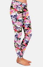 Load image into Gallery viewer, Womens 3D Skulls with Beautiful Flowers Printed Leggings