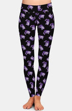 Load image into Gallery viewer, Ladies Purple Cartoon Cats Printed Leggings