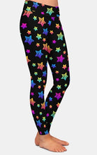Load image into Gallery viewer, Ladies Neon Printed Stars Leggings