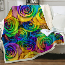 Cargar imagen en el visor de la galería, Gorgeous Colourful Roses Sherpa 3D Throw Blankets