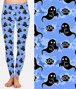 Ladies Assorted Fashion Halloween Witch Bat Ghost Printed Leggings