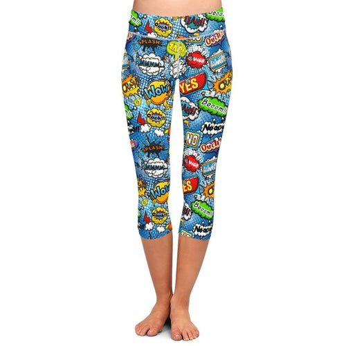 Ladies 3D Graffiti Digital Printed Capri Leggings