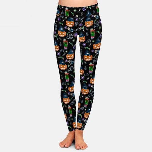 Ladies Halloween Pumpkins & Magic Potions Printed Leggings