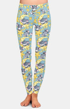 Load image into Gallery viewer, Ladies Cute Mice On The Cheese Moon Printed Leggings