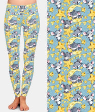 Load image into Gallery viewer, Ladies Cute Mice On The Cheese Moon Printed Leggings