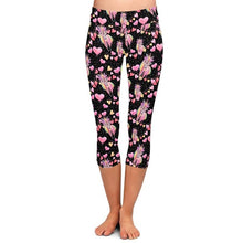 Load image into Gallery viewer, Ladies Fashion Party Unicorns &amp; Heart Balloons Printed Capri Leggings
