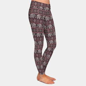 Ladies High Waist Fashion Cute Elephant Printed Leggings