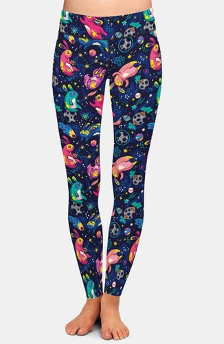 Ladies Gorgeous Space Bunnies Soft Printed Leggings