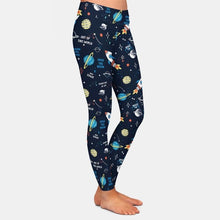 Load image into Gallery viewer, Ladies 3D Cartoon Space Rockets &amp; Planets Printed Leggings