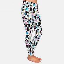 Load image into Gallery viewer, Ladies Crossword Puzzle With Flowers &amp; Butterflies Printed Leggings