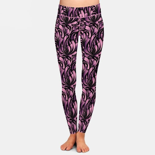 Ladies Purple Swirl Hearts Printed Leggings