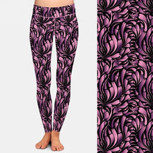 Load image into Gallery viewer, Ladies Purple Swirl Hearts Printed Leggings