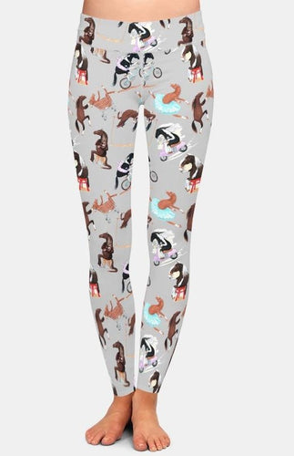 Ladies Fashion Cartoon Funny Horses Printed Leggings