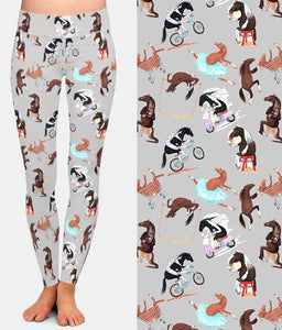 Ladies Fashion Cartoon Funny Horses Printed Leggings