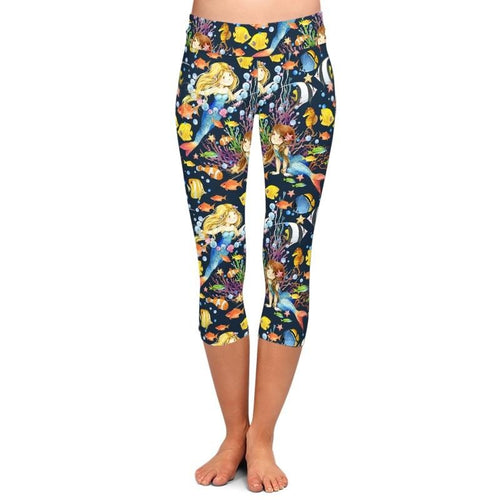 Ladies Mermaid & Undersea World Printed Capri Leggings