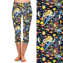 Laden Sie das Bild in den Galerie-Viewer, Ladies Mermaid &amp; Undersea World Printed Capri Leggings