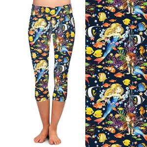 Ladies Mermaid & Undersea World Printed Capri Leggings