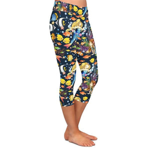 Ladies Mermaid & Undersea World Printed Capri Leggings